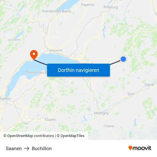 Saanen to Buchillon map