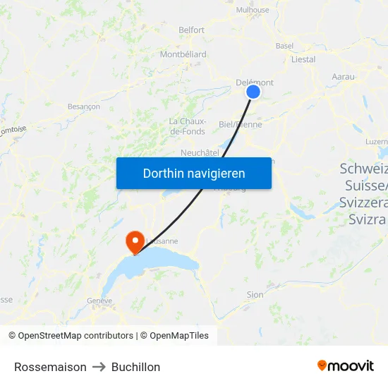 Rossemaison to Buchillon map