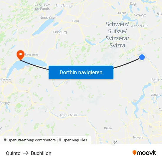 Quinto to Buchillon map