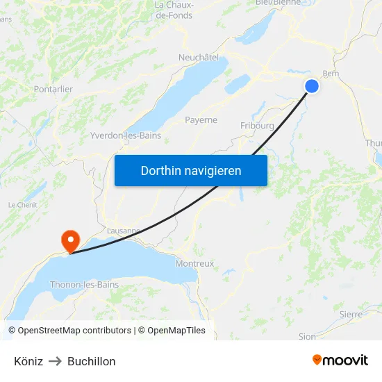 Köniz to Buchillon map