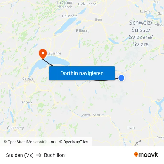 Stalden (Vs) to Buchillon map