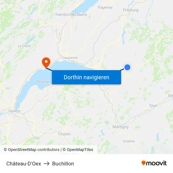 Château-D'Oex to Buchillon map