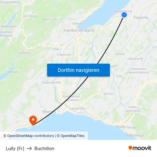 Lully (Fr) to Buchillon map