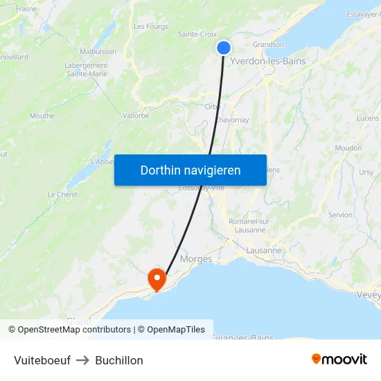 Vuiteboeuf to Buchillon map