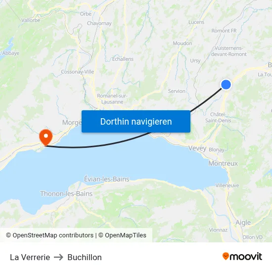 La Verrerie to Buchillon map