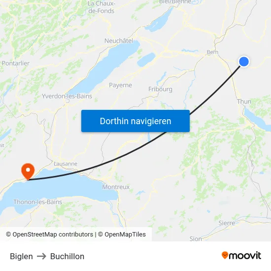 Biglen to Buchillon map