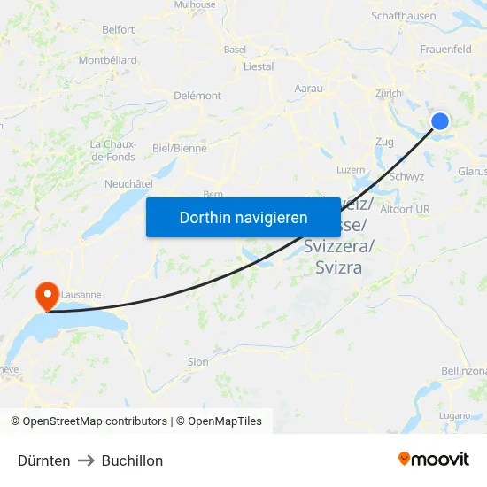 Dürnten to Buchillon map