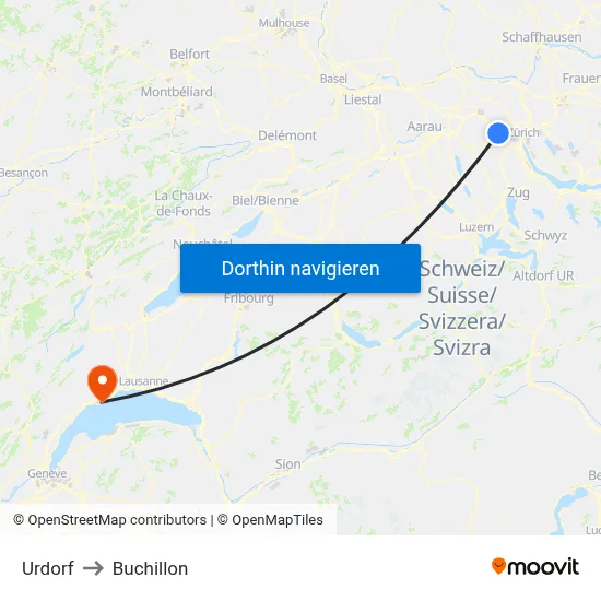 Urdorf to Buchillon map