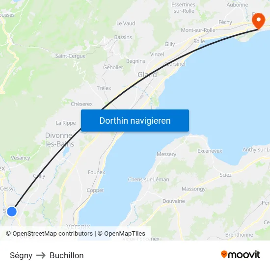 Ségny to Buchillon map