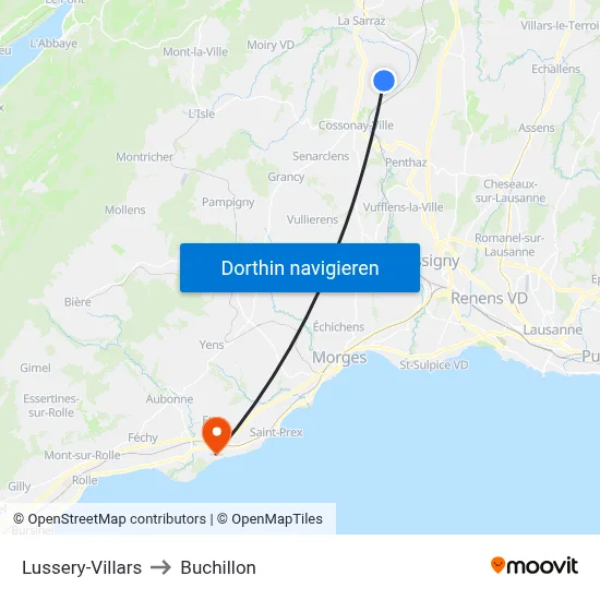 Lussery-Villars to Buchillon map