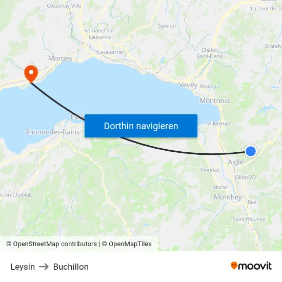 Leysin to Buchillon map