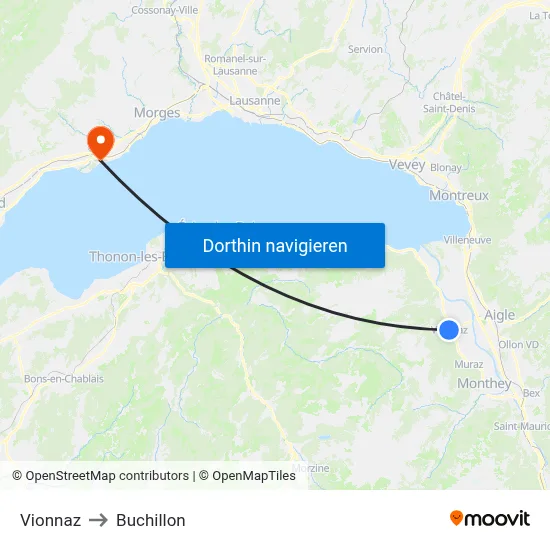 Vionnaz to Buchillon map
