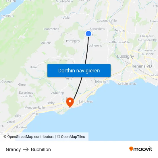 Grancy to Buchillon map