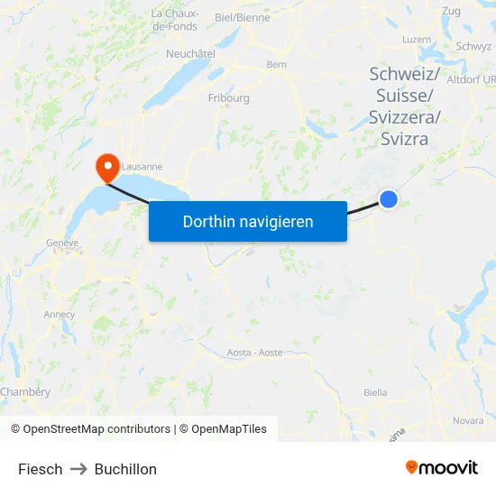 Fiesch to Buchillon map