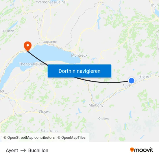 Ayent to Buchillon map