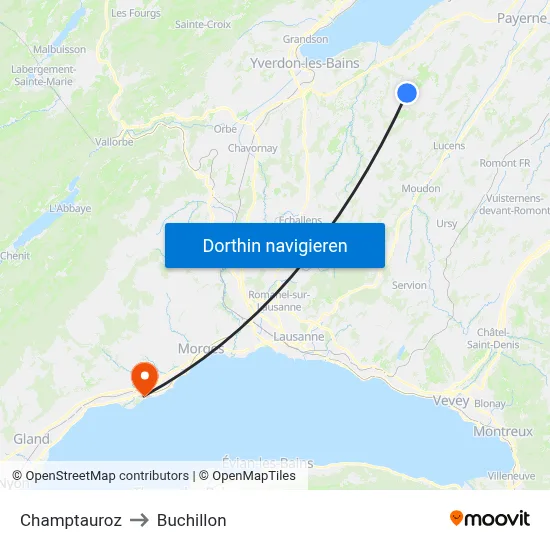 Champtauroz to Buchillon map