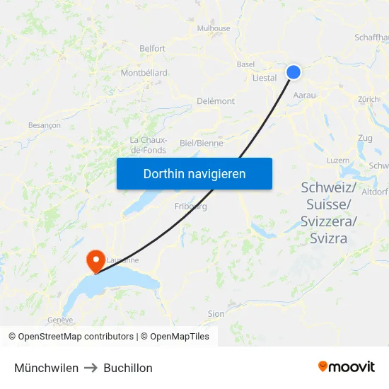 Münchwilen to Buchillon map