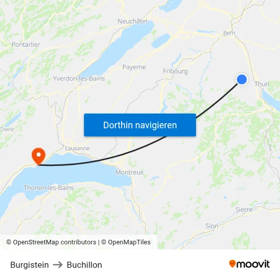Burgistein to Buchillon map