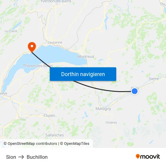 Sion to Buchillon map