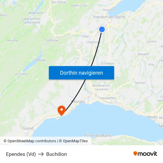 Ependes (Vd) to Buchillon map