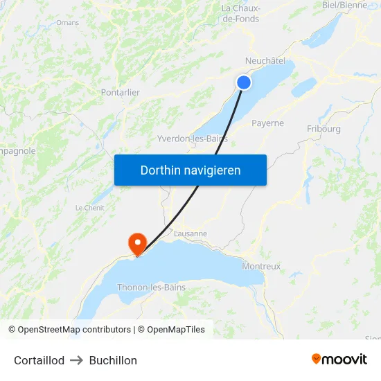 Cortaillod to Buchillon map