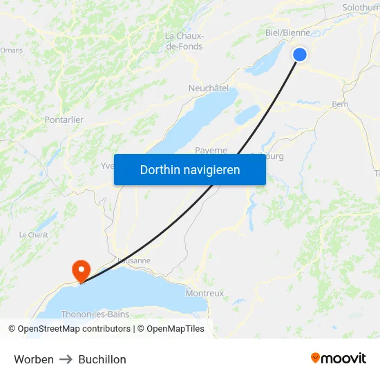 Worben to Buchillon map