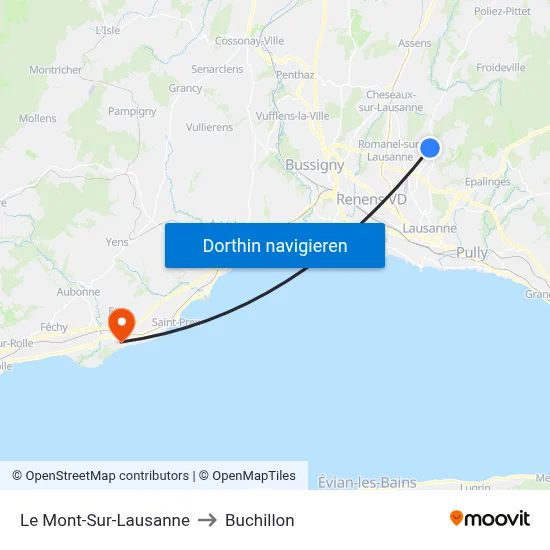 Le Mont-Sur-Lausanne to Buchillon map