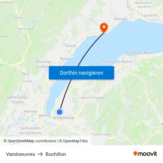 Vandoeuvres to Buchillon map