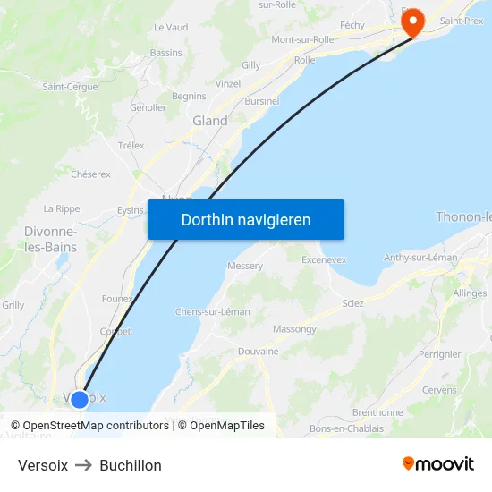Versoix to Buchillon map