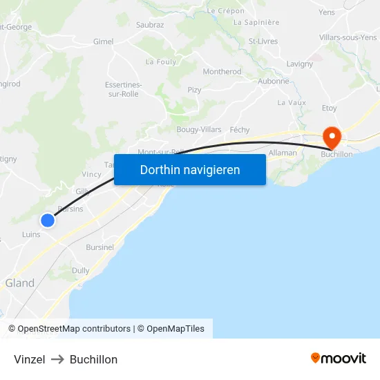 Vinzel to Buchillon map