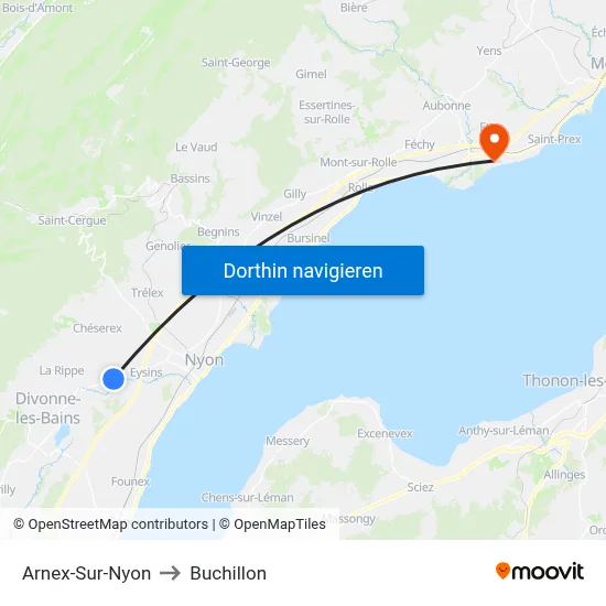 Arnex-Sur-Nyon to Buchillon map