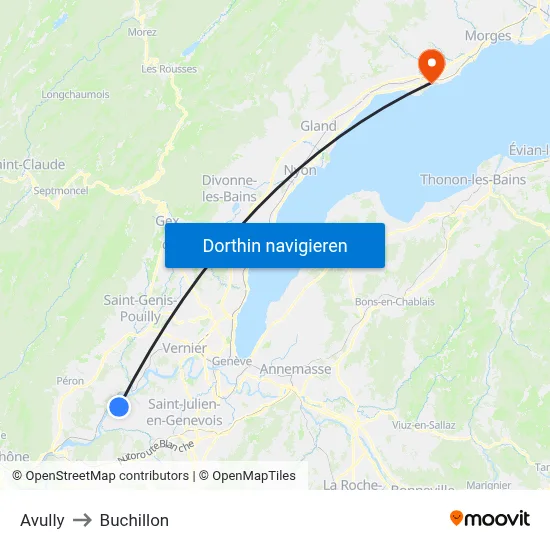 Avully to Buchillon map