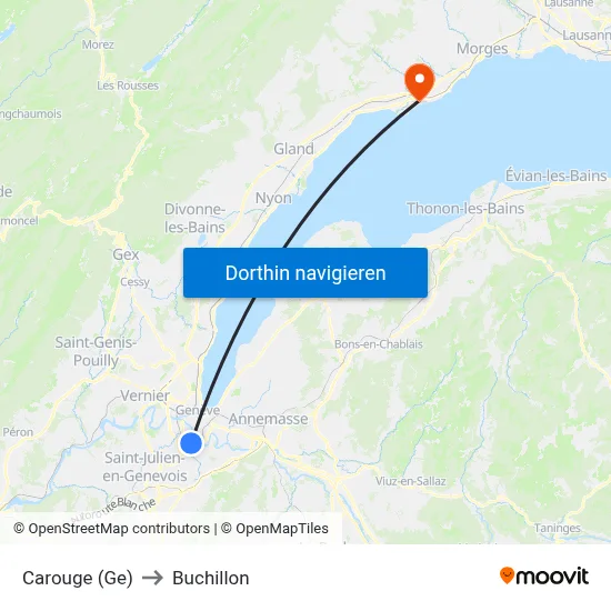 Carouge (Ge) to Buchillon map