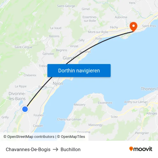 Chavannes-De-Bogis to Buchillon map