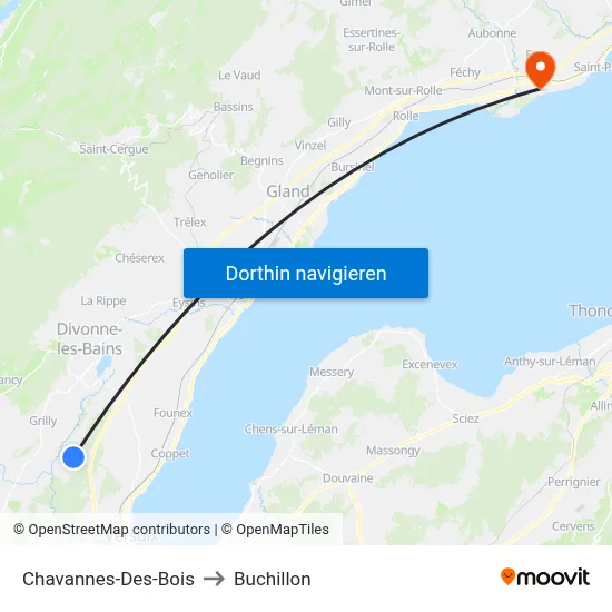 Chavannes-Des-Bois to Buchillon map