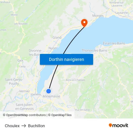 Choulex to Buchillon map