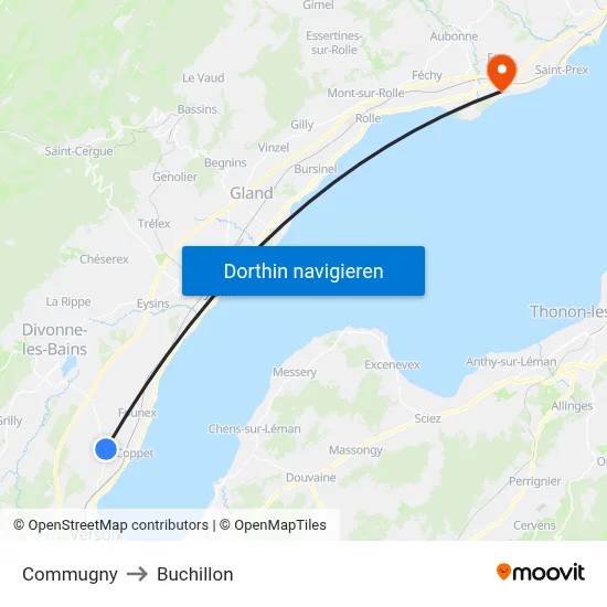 Commugny to Buchillon map