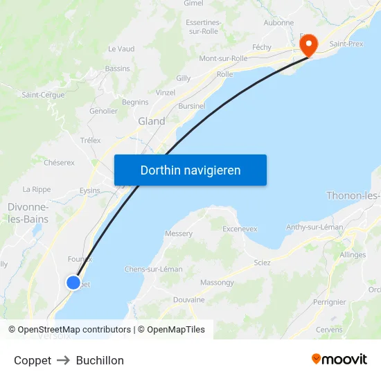 Coppet to Buchillon map