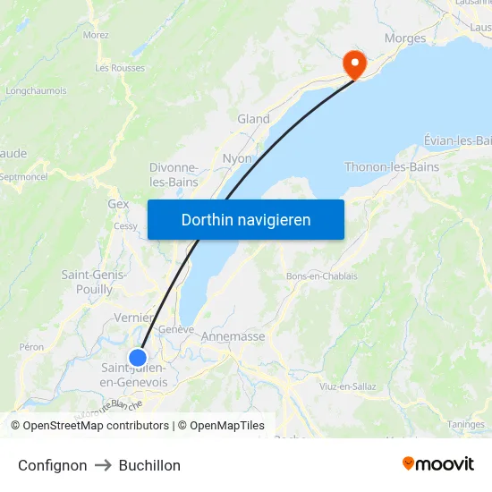 Confignon to Buchillon map