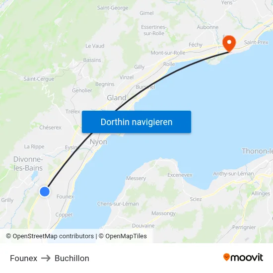 Founex to Buchillon map