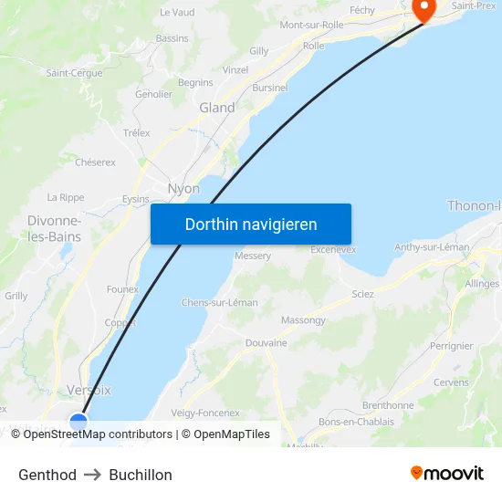 Genthod to Buchillon map