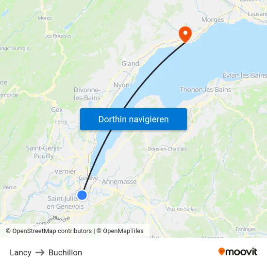 Lancy to Buchillon map