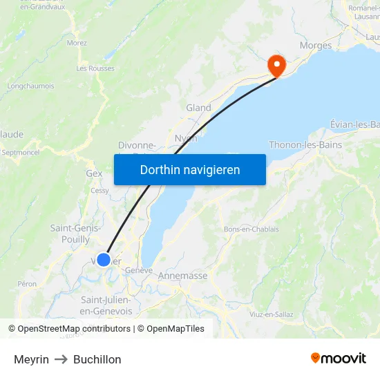 Meyrin to Buchillon map
