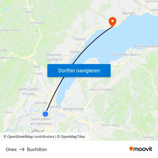 Onex to Buchillon map