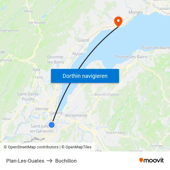 Plan-Les-Ouates to Buchillon map