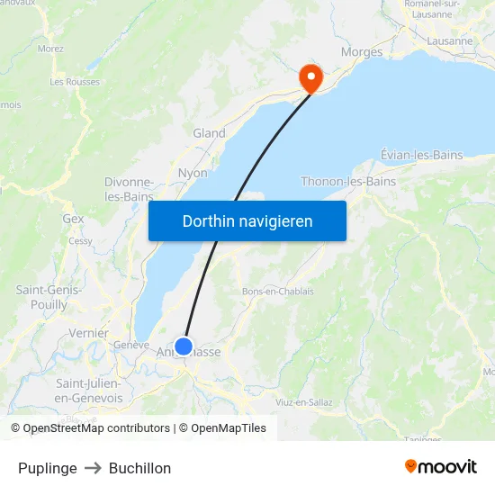 Puplinge to Buchillon map