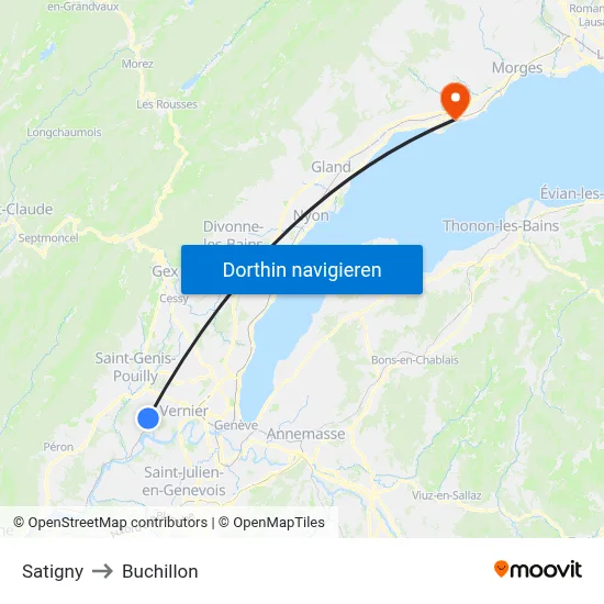 Satigny to Buchillon map