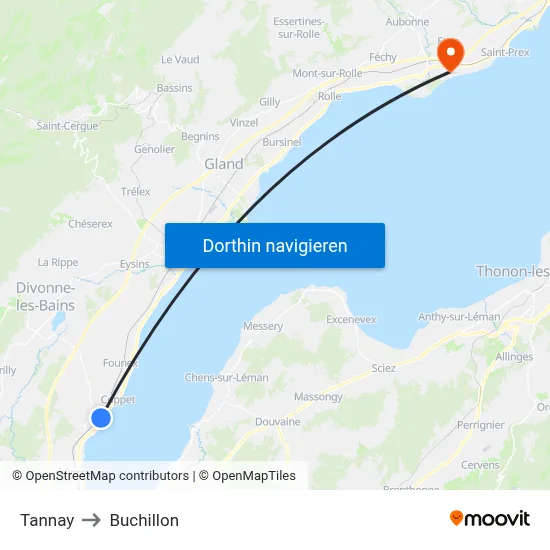 Tannay to Buchillon map