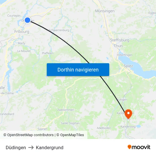Düdingen to Kandergrund map