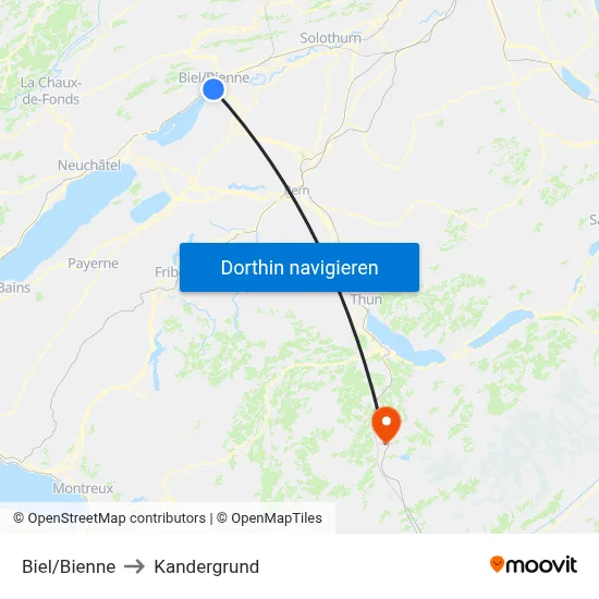 Biel/Bienne to Kandergrund map